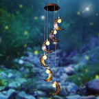 Tryme Solar Moon Wind Chimes Outdoor Solar Lights Windchimes Waterproof Hanging Decorations Gifts for Garden Patio Birthday Thanksgiving Home Party
