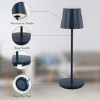 Generation Lighting Mena Accent Rechargeable Table Lamp – 14.5” Hague Blue Steel Lamp with 3-Way Base Switch, 2.4W Up/Down LED at 2700K, 260 Lumens, USB-C, Wet Rated (8000701-224)