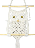 Cilkus Owl Macrame Wall Hanging – Handmade Boho Macrame Wall Decor, Macrame Wall Art Tapestry, Boho Wall Hanging Owl Decor for Bedroom, Living Room, Nursery – Beige (Beige-Large)