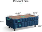 LINSY HOME Sectional Sleeper Sofa Storage Ottoman Bench, Convertible Coffee Table Plush Corduroy Couch Ottoman Footstool for Living Room, Bedroom Entryway and Family Room, Blue