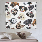 VUMIVI Dog-Head Tapestry Cartoon Pet Illustrations Cute Funny Animals Colorful Graffiti Tapestry Wall Hanging for Living Room Bedroom Dorm Classroom Aesthetic Decor W60xL50in