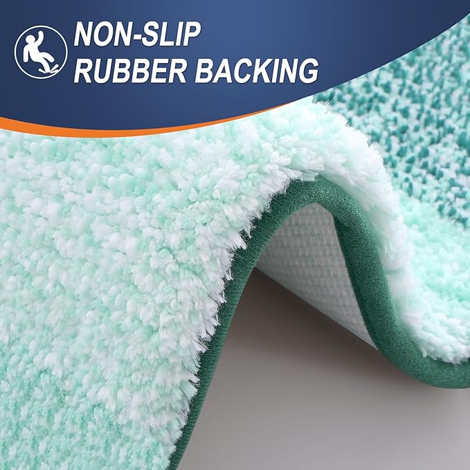 OLANLY Bathroom Rug Set 2 Piece, Soft Absorbent Microfiber Bath Rug Set, Non-Slip, Machine Wash Dry, Plush Shaggy Bath Mats for Bathroom (30"x20"+24"x16", Blackish Green)