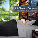 HEVUMYI Full Comforter Set - 7-Piece All Season Bed in a Bag Full, Ultra Soft Bedding Set with Comforter, Flat Sheet, Fitted Sheet, Pillowcases, Pillow Shams, Black & Light Grey