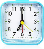 Small Battery Operated Analog Alarm Clock for Bathroom, Travel Clock, Quieter Bedrooms Desk Bedside Clocks for Kids Teen, Blue