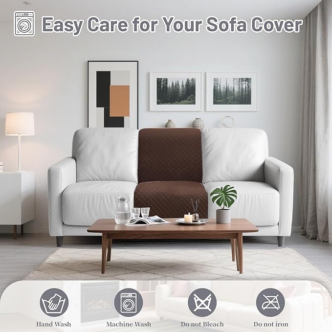 Reclining Sectional Couch Covers 100% Waterproof L Shape Recliner Couch Covers for Dogs Pets Washable Anti Slip 1 Additional Couch Cover for Reclining Couch (Additional Seat, Dark Brown)