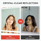 32x40'' LED Bathroom Mirror with Light, Frameless, Dimmable Front & Backlit, Anti-Fog, Distortion Free, Light Memory, Tempered and Shatter-Proof Wall Mounted Vanity Silver Coating Mirror