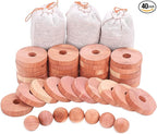 Homode Cedar Chips and Bags, Fresh Cedar Wood Rings and Sachets for Clothes and Shoes Storage, Ideal for Closets and Drawers, 40 Pack