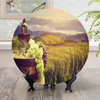 Ceramic Plates, Wine Decorative Ceramic Plates, Italy Tuscany Landscape Rural Vineyard, 6 Inch, Household Plates Decorative, Green Black Brown