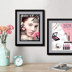 Geetery 4 Pcs Sports Magazine Frame for Wall Fits Measuring 8.5 x 11.25" Magazine Display Frame with Installed Hangers and Core Matting Plastic Comic Book Frames for Wall Hanging(Black, Grey Mat)