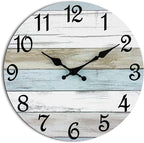 CHYLIN Wall Clock - 18 Inch Silent Non Ticking Wall Clocks Battery Operated, Wooden Rustic Farmhouse Larger Clock Decorative for Living Room, Kitchen (Blue)