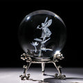 HDCRYSTALGIFTS 2.3in 3D Laser Crystal Fairy with Dragonfly and Lotus Figurines Crystal Ball Paperweight with Stand Base - 3D Engraving Glass Full Sphere Wedding Gift Home Decor