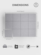 Bumusty Large Cork Board 48" x 36" Alternative - 12 Pack Felt Wall Tiles with 70 Safe Removable Adhesive Tabs, 30 Pushpins, Cork Boards for Walls Pin Board Bulletin Board Office Decor (Soft Gray)