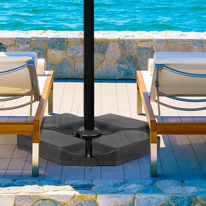 Abba Patio Umbrella Offset Base Stand 4PCS, Cantilever Umbrella, Heavy-Duty Square Stand, Sand Filled for Garden Law Backyard, Scratch-Resistant, 264lbs Capacity, Black