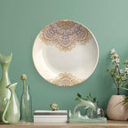 7 Inch Decorative Plate, Victorian Tableware Plate, Artistic Oriental Vintage Henna Style Mandala Print Ceramic Display Plate for Decorative Ornaments Giving Plates, 1 Plate with 1 Display Stand