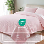 KASENTEX King XL Quilt Set 108"x98" – Soft Washed 3-Layer Lightweight Bedspread, Minimalist Nordic Design, All-Season Spring & Summer Quilt Set (1 Quilt + 2 Pillow Shams), Pink