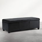 SIMPLIHOME Avalon Storage Ottoman Bench - 48 inch Wide Upholstered Vegan Leather Rectangle Storage Ottoman Bench in Carbon Black, Contemporary Ottoman for Living Room or Entryway with Lift-Up Lid