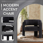 COLAMY Modern Accent Chair Set of 2, Velvet Accent Chairs, Upholstered Barrel Chairs with Solid Wood Legs, Comfy Side Chair for Living Room, Bedroom, Reading, Cozy Reading Chair,Black