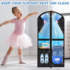 Geelin 14 Pcs Garment Bags for Dance Costumes PVC Clear with Zippers 20 x 40 Inch Garment Bag with Pockets Dance Costume Organizer Carrier for Storage Cover for Adult(Translucent Black)