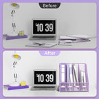 SUPEASY Magazine File Holder Desk Organizer, Metal Binder Holder with 4 Vertical Compartments for Office Home School, Purple