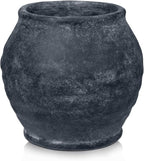 Briful Rustic Vintage Ceramic Pottery Vase, 6.1'' Farmhouse Table Decor with Distressed Texture, Wide Mouth Decorative Jar Vases for Home Decor, Shelf & Entryway, Black