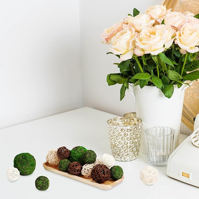 Yunsailing 36 Pcs Moss Decorative Balls for Centerpiece Bowls and Rattan Wicker Balls Handmade Moss Balls Orbs Moss Vase Filler for Garden Wedding Home Decoration
