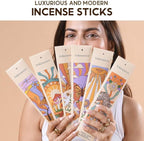 Folkulture Incense Sticks (120 Sticks) | Set of 6 Premium Incense for Calm, Aromatherapy, Relaxation | No Charcoal,Organic, Non Toxic, 45 Mins, Long Burning Vanilla, Amber, Chamomile Insence-Sticks