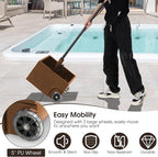 Giantex 170lbs Filled Umbrella Base with Wheels, Heavy Duty Umbrella Stand with Fillable Planter, Drainage Holes, Outdoor Market Umbrella Holder for Patio Garden Deck Pool (Brown)