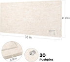 Bulletin Board, 35 x 17 1/2 inches Felt Board - Decorative Pin Board, Cork Board Alternative for Wall, Foldable Self-Adhesive Vision Board Prayer Board with 20 Pushpins - Oatmeal