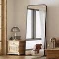 BEAUTYPEAK Black Full Length Mirror, 65"x24" Rounded Corner Floor Mirror Standing Hanging or Leaning Against Wall, Suitable for Bedroom or Dressing Room