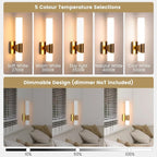 Gold Wall Sconces Set of Two 15 Inch Modern Bathroom Sconce with Acrylic Shades LED Hardwired Sconces Wall Lighting Fixtures for Living Room Bedroom Hallway, 2 Pack