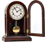 Wooden Pendulum Mantel Clock with Westminster Chimes Mechanical Table Clock for Living Room, Office, Home Decor, Brown