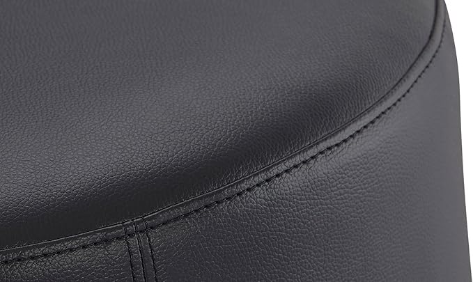 ZURI Modern Artos Round Ottoman in Black Leatherette