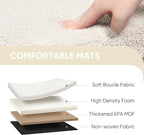 PINPLUS Round Storage Ottoman Cube Footrest - Versatile Boucle & Faux Teddy Fur Stool with Hidden Compartment for Living Room, Dorm, Bedroom White, 15"x15"x13.2"