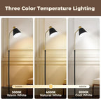 Black Gold Modern Reading Lamps Floor Standing, 12W Dimmable LED Vintage Floor Lamps for Bedroom, Adjustable Heights Antique Industrial Tall Floor Lamp, for Reading Lash Home Corner Living Room