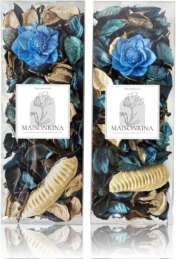 Potpourri Bags,Blue Potpourri Bowl Filler,Ocean Scented Decorative Dried Flower,Coastal Beach Bathroom Vase Decor(10.5 oz/2 Packs)