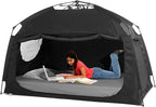 Indoor Instant Privacy Bed Tent for Sleeping,Quick Set-up Bed Canopies,Portable Bed Drapes with Large Space and 3 Doors (Black, Full)