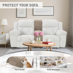 Reclining Sectional Couch Covers Velvet L Shape Recliner Sofa Middle Console Cover for Dogs Pets Washable Anti Slip 1 Additional Recliner Center Console Slipcovers (1 Console, Khaki)