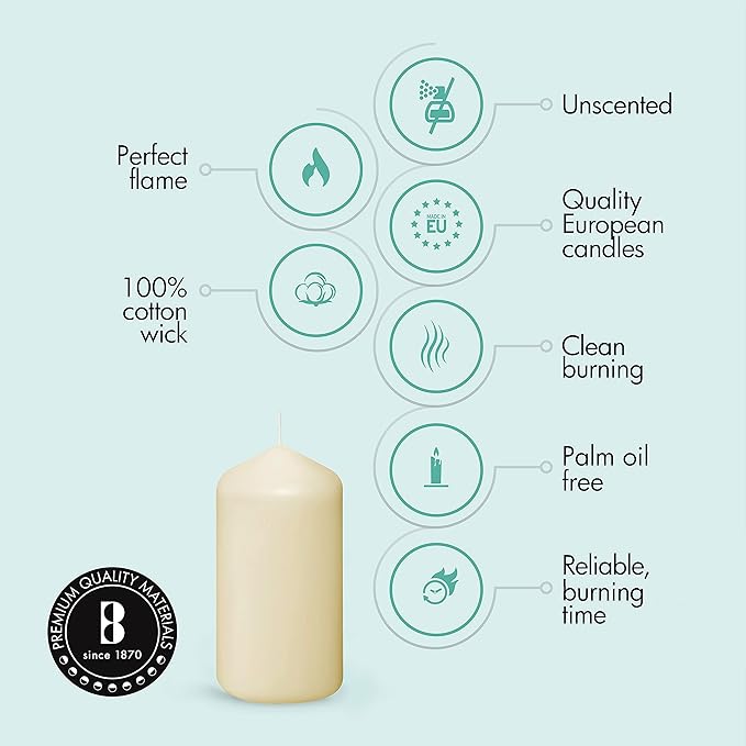 BOLSIUS 12 Ivory Pillar Candles Set - Unscented 43 Hour Long Lasting Candles - 2.7-x 5.1-inch Dripless Clean Burning Smokeless Dinner Candle - Perfect for Weddings Parties and Special Occasions