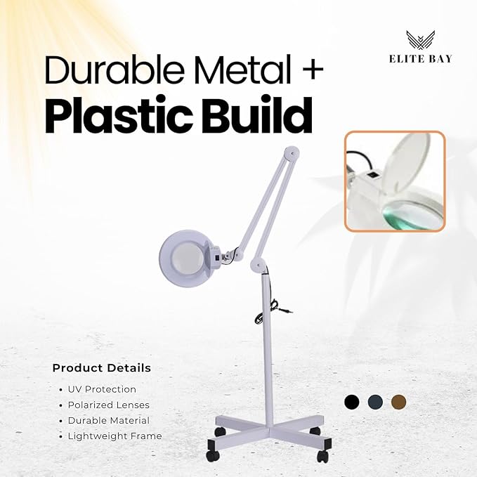 UV Magnifying Lamp with Glass Lens,120 LED Beads | 24W Professional Light | Adjustable Metal Arm | 6500K Daylight Color Temperature | Black/White |Perfect for Beauty, Crafting Repairs