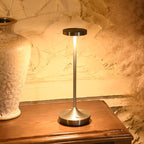 2 Pack LED Cordless Table Lamp Rechargeable，Outdoor Battery Operated Desk Lamp Touch 3 Color Dimming Portable Waterproof Night Light for Patio/Restaurant/Dining/Home (Chrome)