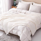 Panku Ultra Soft Cozy Knit Throw Blanket for Couch and Bed, Knitted Luxury Reversible Cozy Warm Fleece Blanket Throw, Plush Fluffy and Fuzzy Blankets for Gift (50x60inch, Cream)