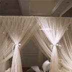 VETHIN 4 Corners Post Princess Bed Canopy Curtain Double Layer Cozy Drape Netting 4 Opening Mosquito Net for Girls & Adults Bedroom Decoration Accessories (Double White, 64" W*82" L*82"*H/(Queen))
