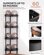 Nieifi Corner Shower Caddy Stand-4 Tier Rustproof Anodized Aluminum Standing Shower Organizer-Shower Caddy Corner-Dual Stability to Anti-Shaking-Height-Adjustable Legs for Uneven Surfaces-Black