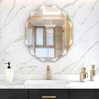 Bathroom Mirrors for Over Sink, Round Frameless Mirrors for Wall, 23.5x27.5 Inch Beveled Bathroom Mirror, Bathroom Vanity Circle Mirror for Bedroom Living Room Entryway Home Decor