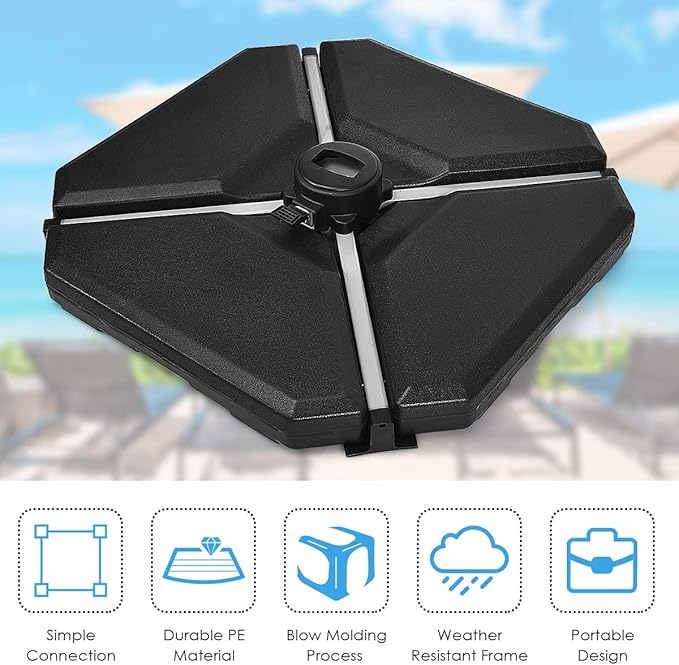 Giantex 4PCS Patio Offset Umbrella Base Weight, 195 lbs Water Sand Filled Umbrella Stand for Cantilever Offset Umbrella, Outdoor Market Umbrella Base with Easy-Filling Spouts