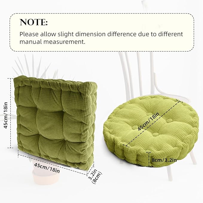 Large Square and Round Floor Cushions for Adults 2 Pack Meditation Floor Pillow Orange Corduroy Floor Seat Pillows Cushion for Living Room Balcony Tatami Yoga,18x18 Inch