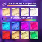 Ambimall RGB Floor Lamp - Remote Control, 8 Colors and 3000K-6500K Color Temperature, Fully Dimmable, Standing Lamp for Living Room with Rotating Head, Tall Lamp for Bedroom (RGB-Black and Beige)
