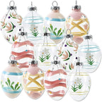 Lillian Vernon Hand Painted Blown Glass Easter Ornaments - Handcrafted Hanging Tree Decorations, Easter Egg Holiday & Party Decor, 2 in, Assorted, 12-Piece Set