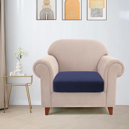 100% Waterproof Couch Cushion Covers Chair Seat Cover, Stretch Sofa Cushion Covers for Sectional Sofa, Reversible Furniture Protector Covers for Pets, Washable (Chair Cushion, Navy)