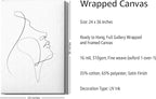 Minimalist Woman Profile Wrapped Canvas Wall Art Upward Gaze Continuous Line Drawing 24x36 Inch Gallery Stretched Modern Asian Home Art Decor